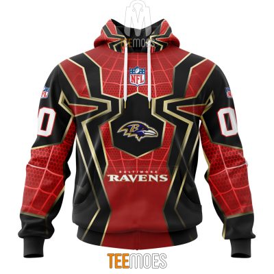 NFL Baltimore Ravens Custom Name Number Spider Man Far From Home Pullover Hoodie