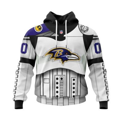 NFL Baltimore Ravens Custom Name Number Star Wars Pullover Hoodie