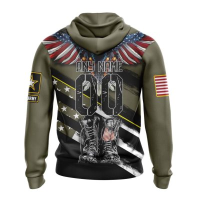 NFL Baltimore Ravens Custom Name Number Veterans Kneeling Soldier Pullover Hoodie