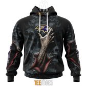 NFL Baltimore Ravens Halloween Horror Skull Pullover Hoodie