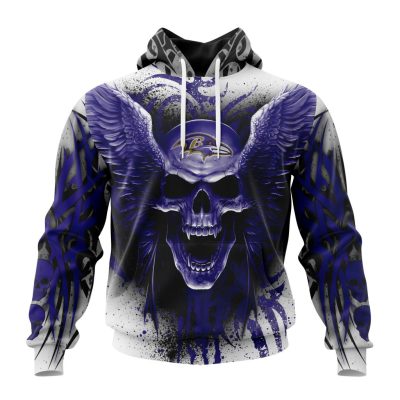 NFL Baltimore Ravens Special Kits With Skull Pullover Hoodie