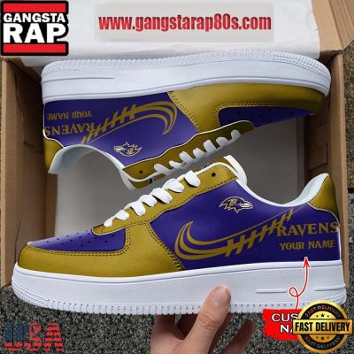 NFL Baltimore Ravens Unique Design Custom Name Air Force 1 Sneaker Shoes