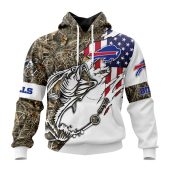 NFL Buffalo Bills Custom Name Number Fishing With Flag Of USA Pullover Hoodie