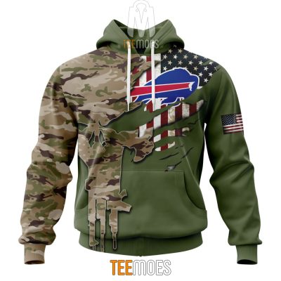 NFL Buffalo Bills Custom Name Number Green Camo US Military Pullover Hoodie