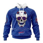 NFL Buffalo Bills Custom Name Number Kits For Dia De Muertos Pullover Hoodie
