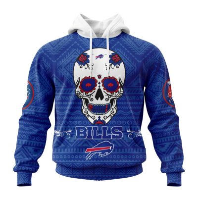NFL Buffalo Bills Custom Name Number Kits For Dia De Muertos Pullover Hoodie