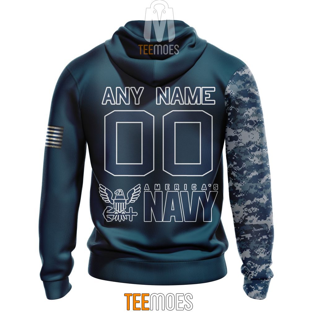 NFL Buffalo Bills Custom Name Number Navy Skull Camo Veteran Pullover Hoodie NFL Buffalo Bills Custom Name Number Navy Skull Camo Veteran Pullover Hoodie
