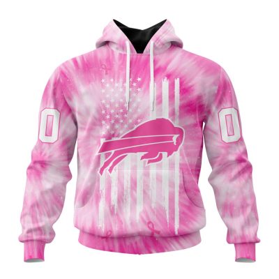 NFL Buffalo Bills Custom Name Number Pink Tie-Dye Pullover Hoodie