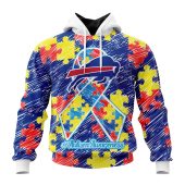 NFL Buffalo Bills Custom Name Number Puzzle Autism Awareness Pullover Hoodie