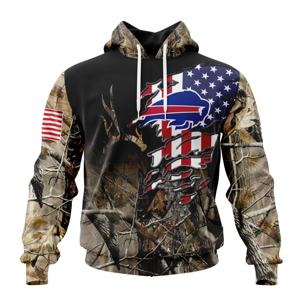 NFL Buffalo Bills Custom Name Number Realtree Hunting Pullover Hoodie NFL Buffalo Bills Custom Name Number Realtree Hunting Pullover Hoodie