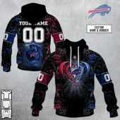 NFL Buffalo Bills Custom Name Number Rose Dragon Pullover Hoodie