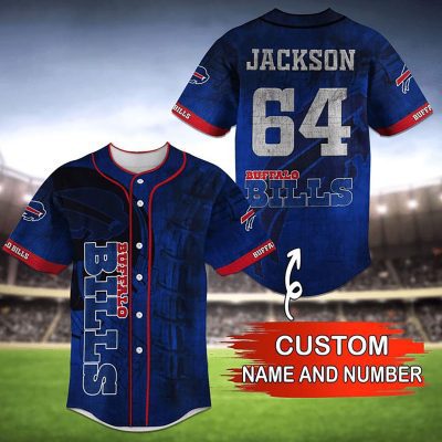 NFL Buffalo Bills Custom Name Number Style Baseball Jersey