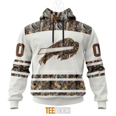 NFL Buffalo Bills Custom Name Number White Camo Hunting Pullover Hoodie