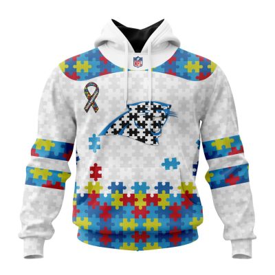 NFL Carolina Panthers Custom Name Number Autism Awareness Pullover Hoodie