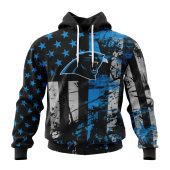 NFL Carolina Panthers Custom Name Number Classic Grunge American Flag Pullover Hoodie