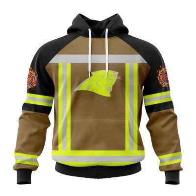 NFL Carolina Panthers Custom Name Number Firefighter Uniform Pullover Hoodie