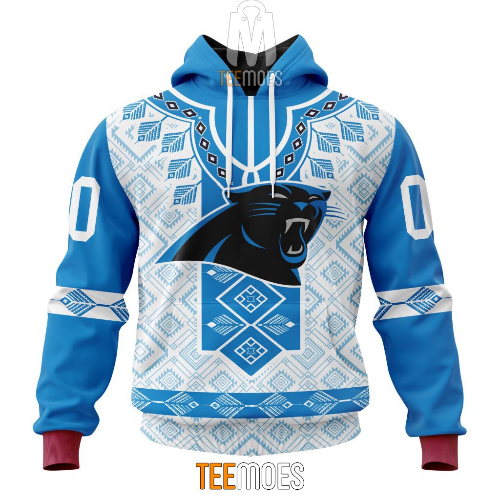 NFL Carolina Panthers Custom Name Number Native Pattern Pullover Hoodie NFL Carolina Panthers Custom Name Number Native Pattern Pullover Hoodie