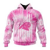 NFL Carolina Panthers Custom Name Number Pink Tie-Dye Pullover Hoodie