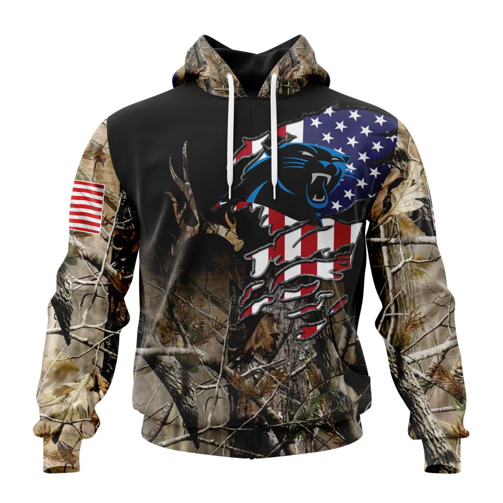 NFL Carolina Panthers Custom Name Number Realtree Hunting Pullover Hoodie NFL Carolina Panthers Custom Name Number Realtree Hunting Pullover Hoodie