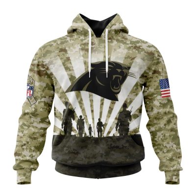 NFL Carolina Panthers Custom Name Number Veterans And Families Pullover Hoodie