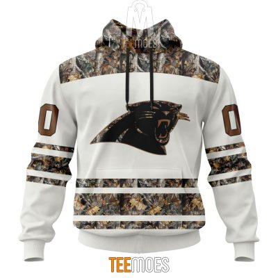 NFL Carolina Panthers Custom Name Number White Camo Hunting Pullover Hoodie