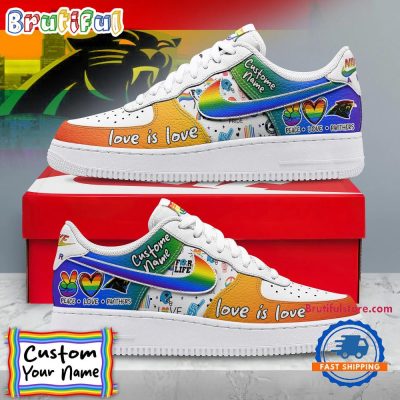 NFL Carolina Panthers Pride Peace Love Panthers Custom Air Force 1 Shoes Sneaker