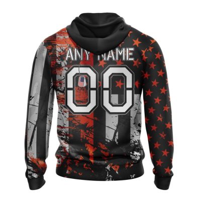 NFL Chicago Bears Custom Name Number Classic Grunge American Flag Pullover Hoodie