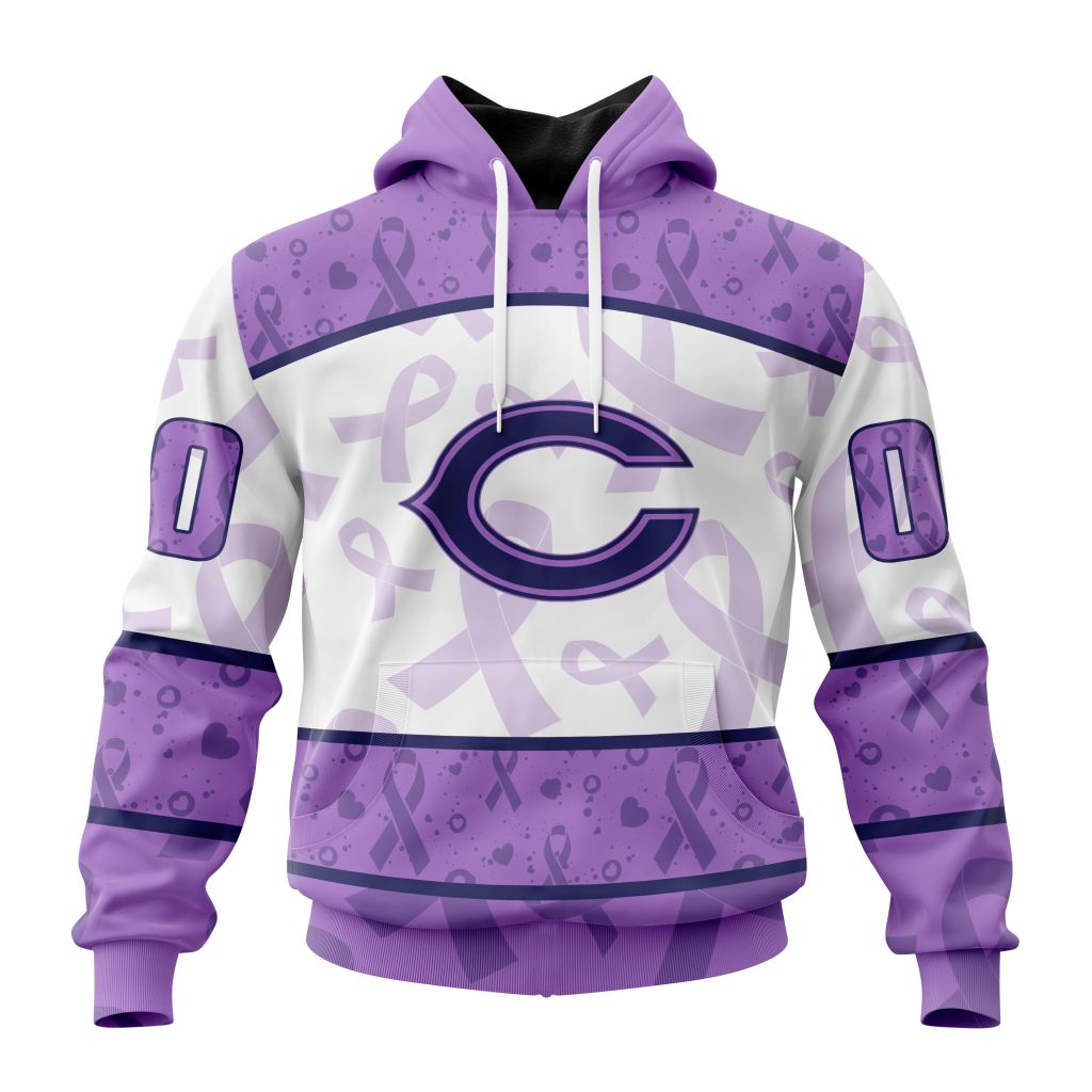NFL Chicago Bears Custom Name Number Fight Cancer Pullover Hoodie NFL Chicago Bears Custom Name Number Fight Cancer Pullover Hoodie