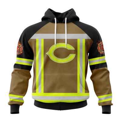 NFL Chicago Bears Custom Name Number Firefighter Uniform Pullover Hoodie