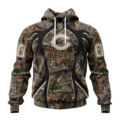 NFL Chicago Bears Custom Name Number Hunting Camo Pullover Hoodie