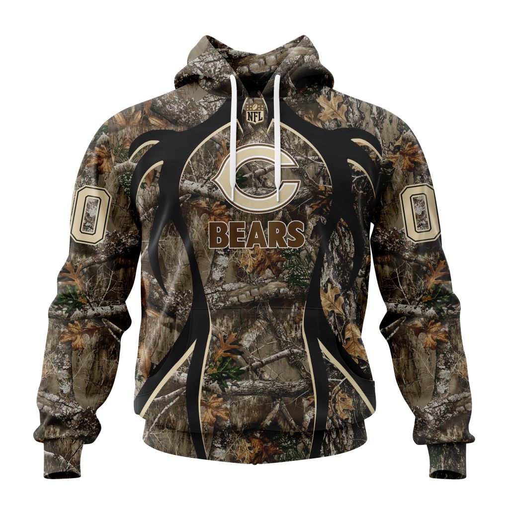 NFL Chicago Bears Custom Name Number Hunting Camo Pullover Hoodie NFL Chicago Bears Custom Name Number Hunting Camo Pullover Hoodie