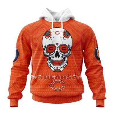 NFL Chicago Bears Custom Name Number Kits For Dia De Muertos Pullover Hoodie