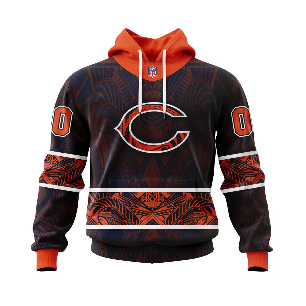 NFL Chicago Bears Custom Name Number Native With Samoa Culture Pullover Hoodie NFL Chicago Bears Custom Name Number Native With Samoa Culture Pullover Hoodie
