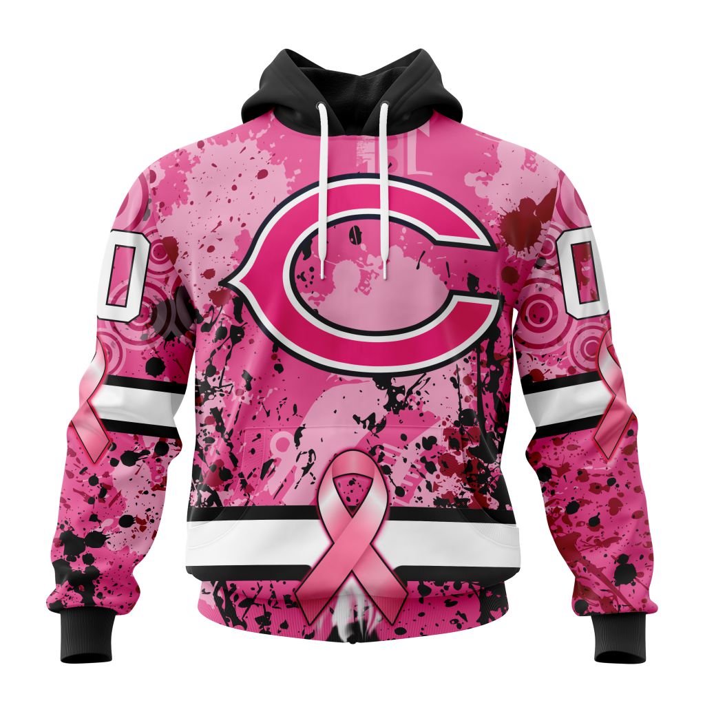 NFL Chicago Bears Custom Name Number Pink Breast Cancer Pullover Hoodie NFL Chicago Bears Custom Name Number Pink Breast Cancer Pullover Hoodie