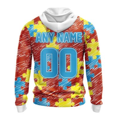 NFL Chicago Bears Custom Name Number Puzzle Autism Awareness Pullover Hoodie