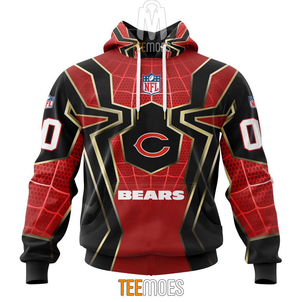 NFL Chicago Bears Custom Name Number Spider Man Pullover Hoodie NFL Chicago Bears Custom Name Number Spider Man Pullover Hoodie