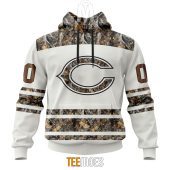 NFL Chicago Bears Custom Name Number White Camo Hunting Pullover Hoodie