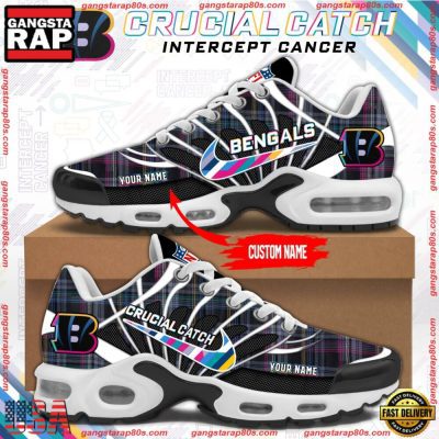 NFL Cincinnati Bengals Crucial Catch Intercept Cancer Air Max Plus Shoes Running Sneakers