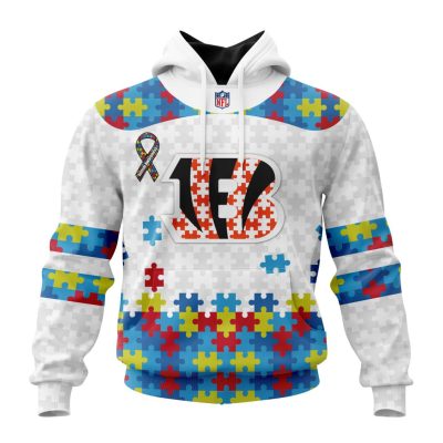 NFL Cincinnati Bengals Custom Name Number Autism Awareness Pullover Hoodie NFL Cincinnati Bengals Custom Name Number Autism Awareness Pullover Hoodie
