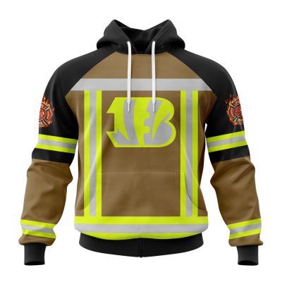 NFL Cincinnati Bengals Custom Name Number Firefighter Uniform Pullover Hoodie