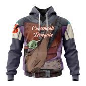 NFL Cincinnati Bengals Custom Name Number Mandalorian And Baby Yoda Pullover Hoodie