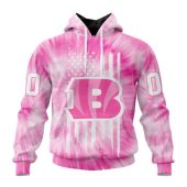 NFL Cincinnati Bengals Custom Name Number Pink Tie-Dye Pullover Hoodie
