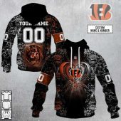 NFL Cincinnati Bengals Custom Name Number Rose Dragon Pullover Hoodie