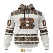 NFL Cincinnati Bengals Custom Name Number White Camo Hunting Pullover Hoodie