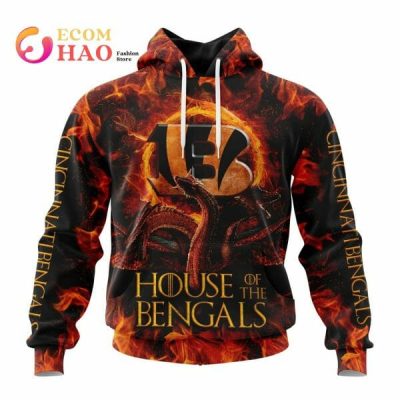 NFL Cincinnati Bengals Dragon Orange Black Pullover Hoodie