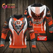 NFL Cincinnati Bengals Custom Name Skull Pullover Hoodie
