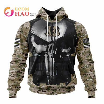 NFL Cincinnati Bengals Custom Name Number Punisher Skull Pullover Hoodie