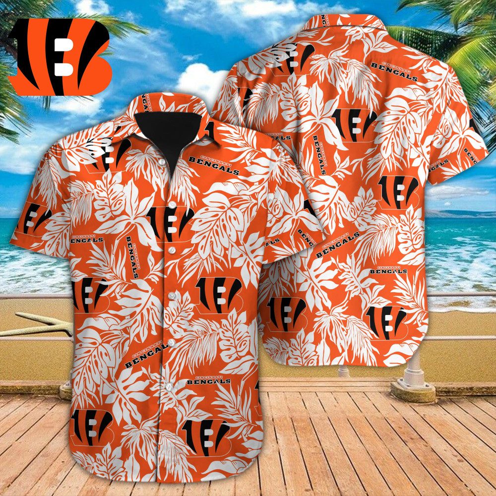 NFL Cincinnati Bengals Tropical Leafs Hawaiian Shirt NFL Cincinnati Bengals Tropical Leafs Hawaiian Shirt