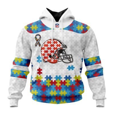 NFL Cleveland Browns Custom Name Number Autism Awareness Pullover Hoodie