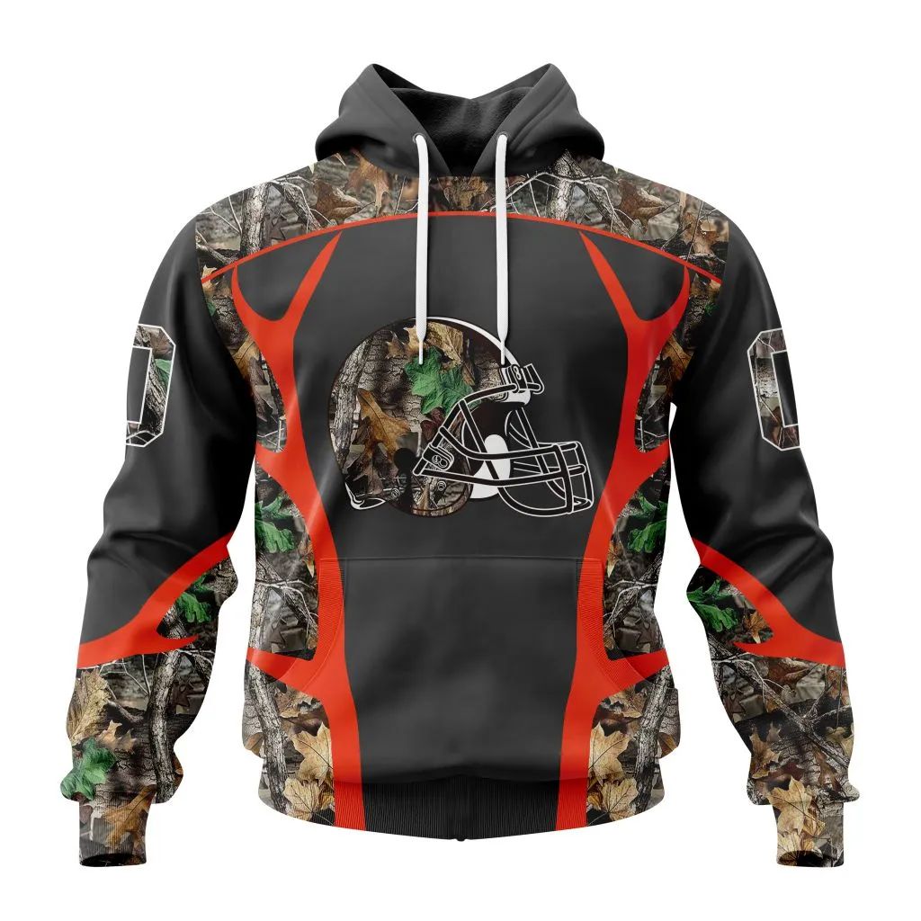 NFL Cleveland Browns Custom Name Number Camo Hunting Pullover Hoodie NFL Cleveland Browns Custom Name Number Camo Hunting Pullover Hoodie